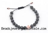 CGB9551 8mm, 10mm matte black labradorite & cross hematite adjustable bracelets