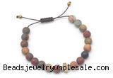 CGB9554 8mm, 10mm matte picasso jasper & cross hematite adjustable bracelets