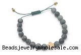 CGB9561 8mm, 10mm matte kambaba jasper & cross hematite adjustable bracelets