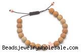 CGB9562 8mm, 10mm matte wooden jasper & cross hematite adjustable bracelets