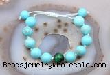 CGB9611 12mm round blue howlite & green tiger eye adjustable bracelets