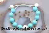 CGB9617 12mm round blue howlite & white howlite adjustable bracelets