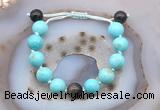 CGB9624 12mm round blue howlite & golden obsidian adjustable bracelets