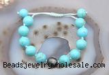 CGB9625 12mm round blue howlite & eagle eye jasper adjustable bracelets