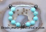 CGB9626 12mm round blue howlite & snowflake obsidian adjustable bracelets