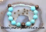 CGB9627 12mm round blue howlite & bronzite adjustable bracelets