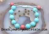 CGB9629 12mm round blue howlite & pink wooden jasper adjustable bracelets