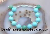 CGB9631 12mm round blue howlite & peafowl agate adjustable bracelets