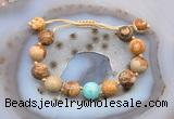 CGB9705 12mm round picture jasper & amazonite adjustable bracelets