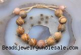 CGB9720 12mm round picture jasper & moonstone adjustable bracelets