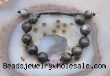 CGB9801 12mm round black labradorite & candy jade adjustable bracelets