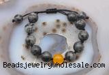 CGB9802 12mm round black labradorite & candy jade adjustable bracelets