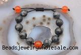 CGB9803 12mm round black labradorite & candy jade adjustable bracelets