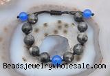 CGB9807 12mm round black labradorite & candy jade adjustable bracelets