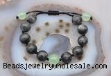 CGB9809 12mm round black labradorite & candy jade adjustable bracelets