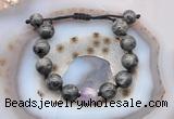 CGB9812 12mm round black labradorite & lavender amethyst adjustable bracelets