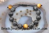 CGB9817 12mm round black labradorite & golden tiger eye adjustable bracelets