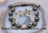 CGB9823 12mm round black labradorite & rose quartz adjustable bracelets