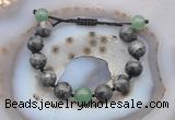 CGB9827 12mm round black labradorite & green aventurine adjustable bracelets