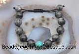 CGB9829 12mm round black labradorite & blue sea sediment jasper adjustable bracelets