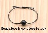 CGB9948 Fashion 12mm black obsidian adjustable bracelet jewelry