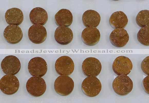 CGC115 14mm flat round druzy quartz cabochons wholesale