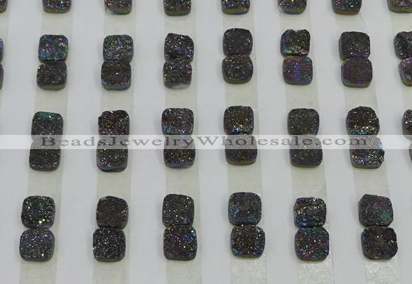 CGC210 10*10mm square druzy quartz cabochons wholesale