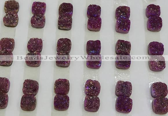 CGC214 10*10mm square druzy quartz cabochons wholesale