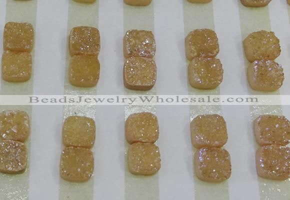 CGC215 10*10mm square druzy quartz cabochons wholesale