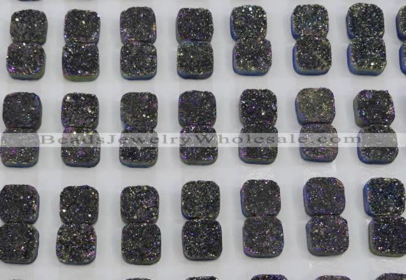 CGC228 12*12mm square druzy quartz cabochons wholesale