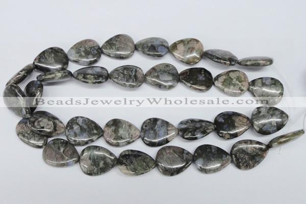 CGE08 15.5 inches 20*25mm flat teardrop glaucophane gemstone beads