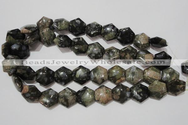 CGE174 15.5 inches 20*20mm hexagon glaucophane gemstone beads