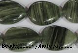 CGH15 15.5 inches 20*27mm flat teardrop green hair stone beads