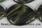 CGH16 15.5 inches 30*40mm flat teardrop green hair stone beads