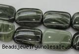 CGH26 15.5 inches 10*14mm rectangle green hair stone beads wholesale