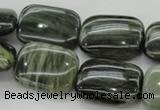 CGH28 15.5 inches 13*18mm rectangle green hair stone beads wholesale