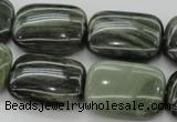 CGH29 15.5 inches 15*20mm rectangle green hair stone beads wholesale