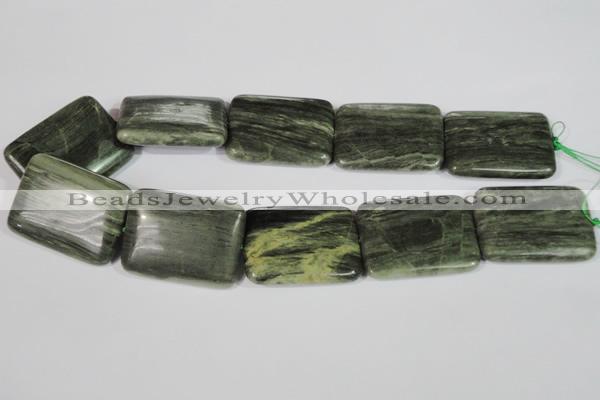 CGH32 15.5 inches 30*40mm rectangle green hair stone beads