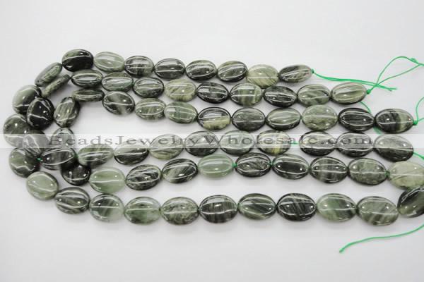 CGH44 15.5 inches 12*16mm oval green hair stone beads wholesale