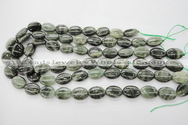 CGH45 15.5 inches 13*18mm oval green hair stone beads wholesale