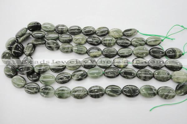 CGH46 15.5 inches 15*20mm oval green hair stone beads wholesale