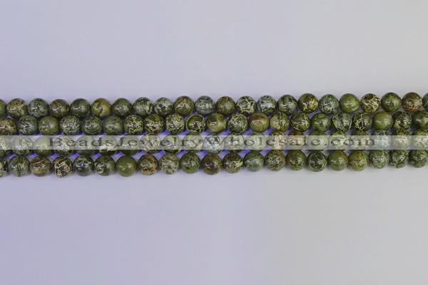 CGJ351 15.5 inches 6mm round green bee jasper beads wholesale