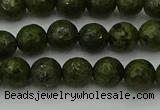 CGJ461 15.5 inches 6mm faceted round green jasper beads wholesale