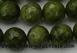 CGJ465 15.5 inches 14mm faceted round green jasper beads wholesale