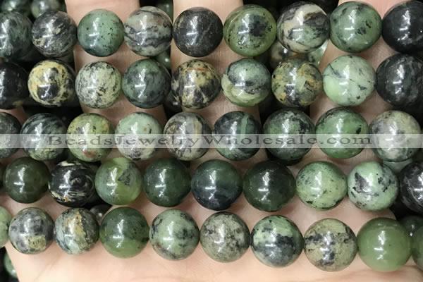 CGJ504 15.5 inches 12mm round green jade beads wholesale