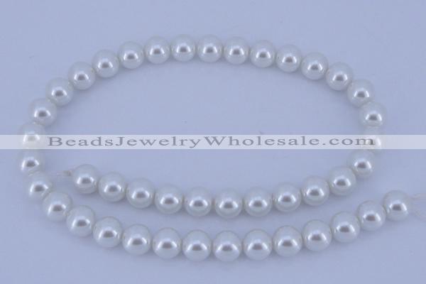 CGL02 10PCS 16 inches 6mm round dyed glass pearl beads wholesale