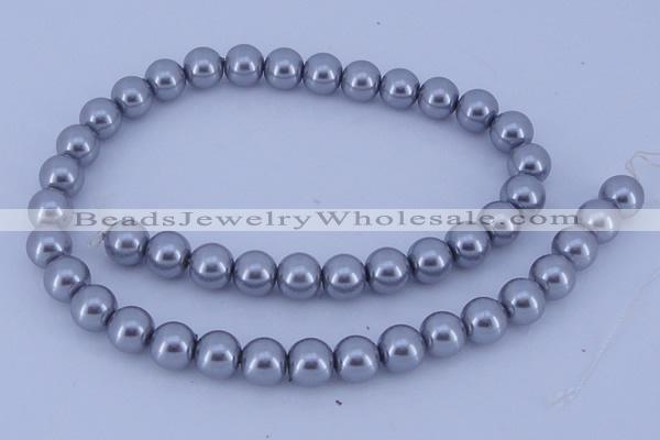 CGL196 5PCS 16 inches 12mm round dyed glass pearl beads wholesale