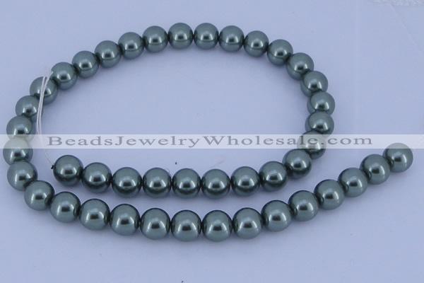 CGL215 5PCS 16 inches 10mm round dyed glass pearl beads wholesale