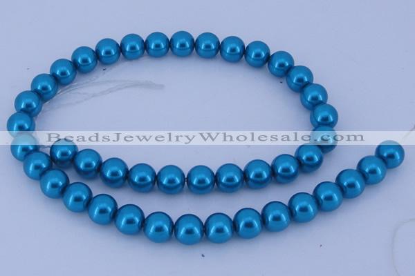 CGL254 10PCS 16 inches 8mm round dyed glass pearl beads wholesale