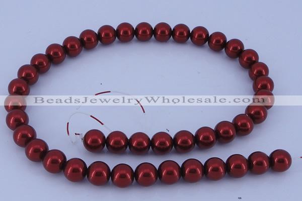 CGL325 5PCS 16 inches 10mm round dyed glass pearl beads wholesale